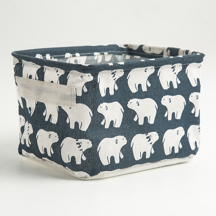 Linen Desktop Storage Basket Sundries Toy Storage Box Laundry Basket Underwear Cosmetic Organizer Office Stationery Organizer: MULTI