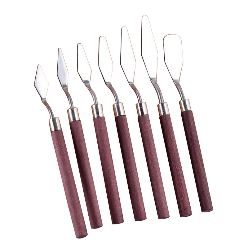 Cuchillo de paleta para artista multiusos, raspador de mezcla de pintura para óleo acrílico y más Paquete de 7 para estudiantes y adultos