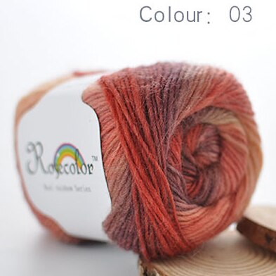 100% Wol Garen Regenboog Kleur Voor Hand Breien Haak Hand-Geweven Dikte Wollen Garen Wollen Garen Haken Sjaal Draad: 03