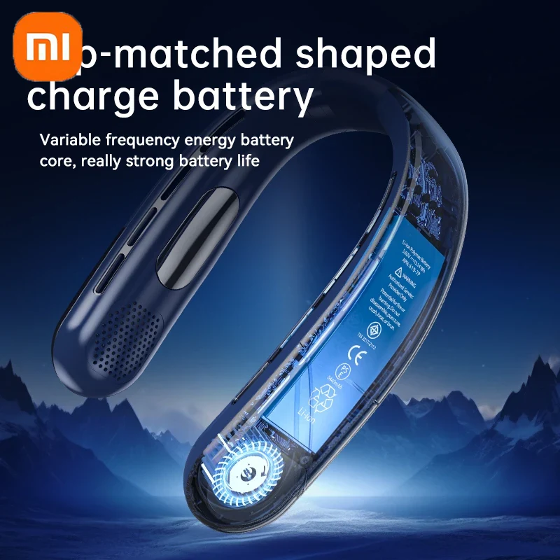 Xiaomi 5-biegowy wentylator na szyję Przenośny bezłopatkowy mini akumulatorowy wyciszony wentylator elektryczny z cyfrowym wyświetlaczem doprowadziło