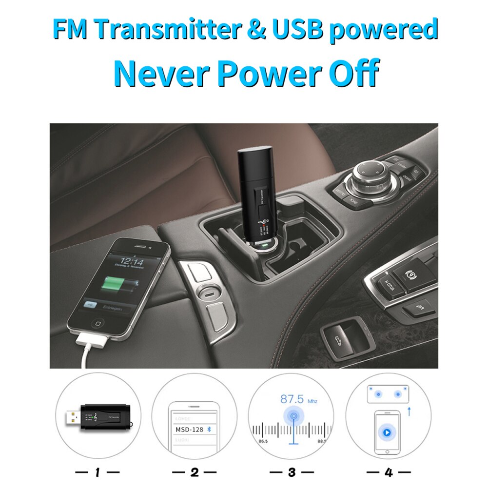 2 in 1 fm lähetin auto bluetooth yhteensopiva 5.0 vastaanotin usb modulaattori kannettava 3.5mm aux audio musiikkisoitin puhelusovitin
