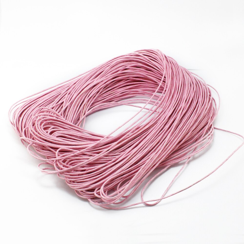 Cordon de serrage en coton ciré 1.5mm | 60 m/lot, collier de corde en perle ciré, fabrication de Bracelet et d'accessoires de couture, bijou à bricoler et soi-même: Pink