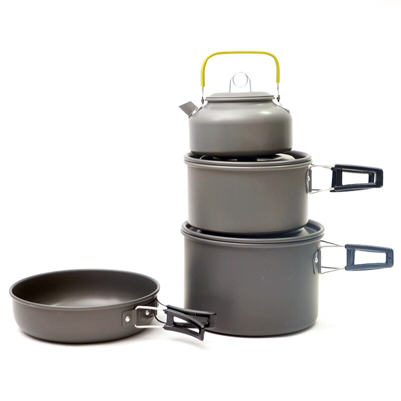 Outdoor 4-5 Mensen Draagbare Camping Non-stick Pot Theepot Multi-Persoon Vissen Barbecue Self-Driving picknick Fornuis Set