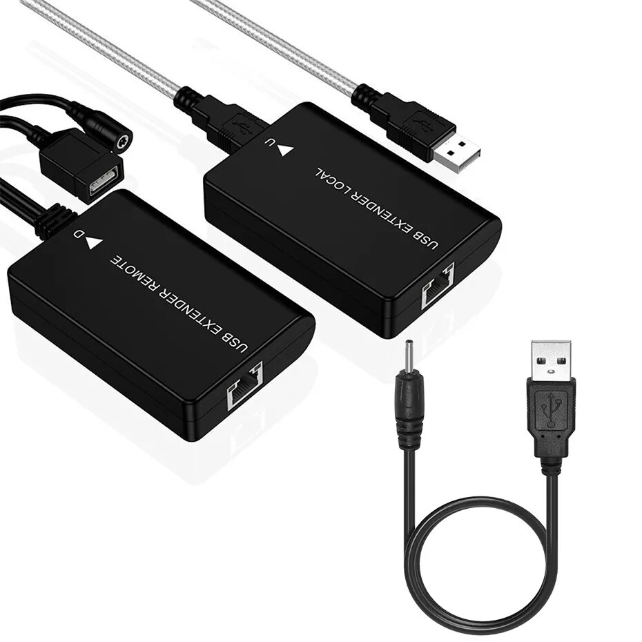 USB Extender RJ45 over Ethernet cat5e/6 Cable up to 60M with Power Supply Active USB UTP Extension Cord for USB Flash Drive: USB power cable