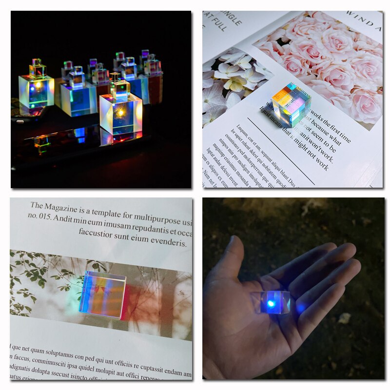 Color Prism Six Sides Bright 28m Large Glass Black Tech Pendant Science Experiment Beamsplitter Photo PRISM
