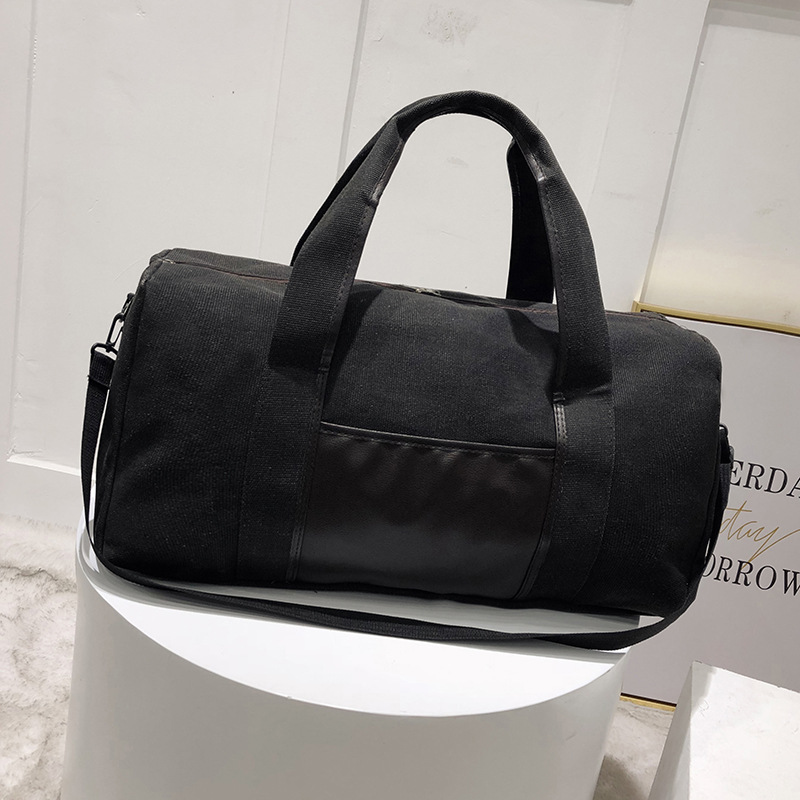 Scione Leinwand Einfache Reise Gepäck Handtaschen Solide Langlebig Duffel Schulter Taschen Crossbody Wochenende Tragen Organizer Für Männer Frauen: Schwarz