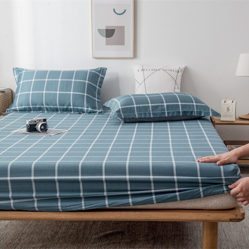 Drap-housse J100 % coton avec bande élastique, drap-housse de luxe géométrique, taille Queen, drap de lit simple, King Size