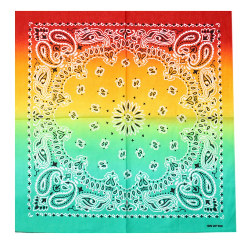 55 x 55cm unisex cykling udendørs firkantede bandanaer tie-dye gradient farverig hip-hop halstørklæde retro paisley blomsterprint headwrap: -en