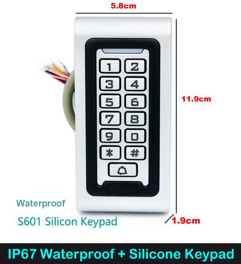 RFID 125Khz EM Keypad Door Access Control system IP68 Waterproof Metal case Silicon Key Security Entry Door Reader: 125Khz ID Version