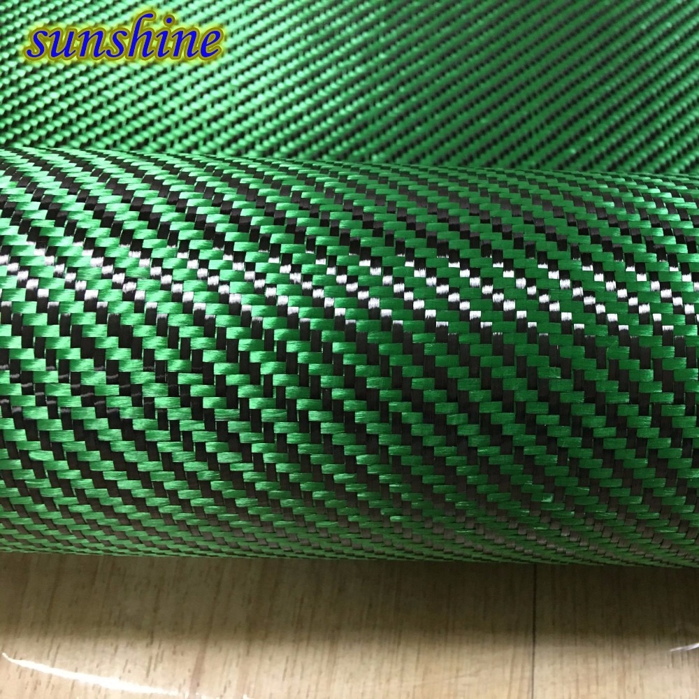 Green Carbon Aramid Fiber Hybrid Fabric Cloth 3K Carbon Fiber Green Aramid Fiber 190gsm 0.2mm Thickness