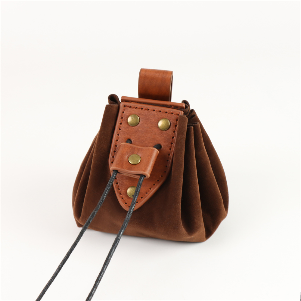 UYEE Medieval Renaissance Belt Bag Celtic Viking Coin Pouch Steampunk Drawstring Purse For Men Women Larp Cosplay: Beige