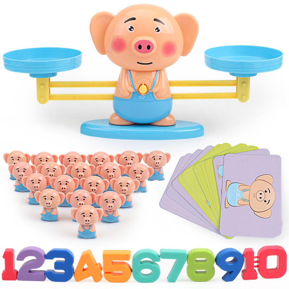 Børn tidlig uddannelse legetøj dyr balance skala matematisk digital tilføjelse tælle undervisningsværktøj børn familie bordspil: Piggy