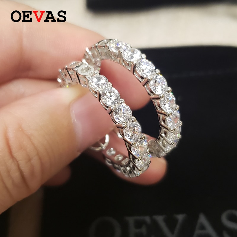 Oevas espumante criado moissanite hoop brincos para as mulheres de qualidade superior 100% 925 prata esterlina diamante alto carbono jóias finas