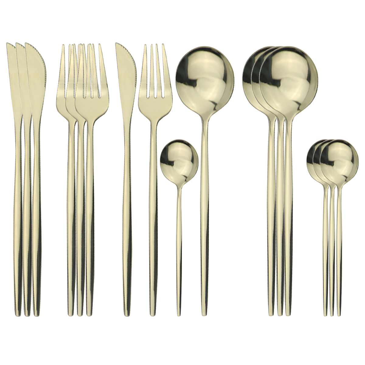 16Pcs/Set Dinnerware Set Black Cutlery Set 304 Stainless Steel Flatware Set Knives Fork Spoon Kitchen Party Tableware Silverware: Champagne