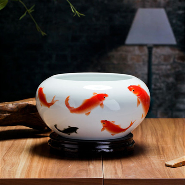Jingdezhen Keramik Goldfisch Schüssel Aquarium Panzer Wasser Lilie Lotus Becken Schildkröte Zylinder Schreiben Pinsel Unterlegscheibe Fisch Schüssel: 7