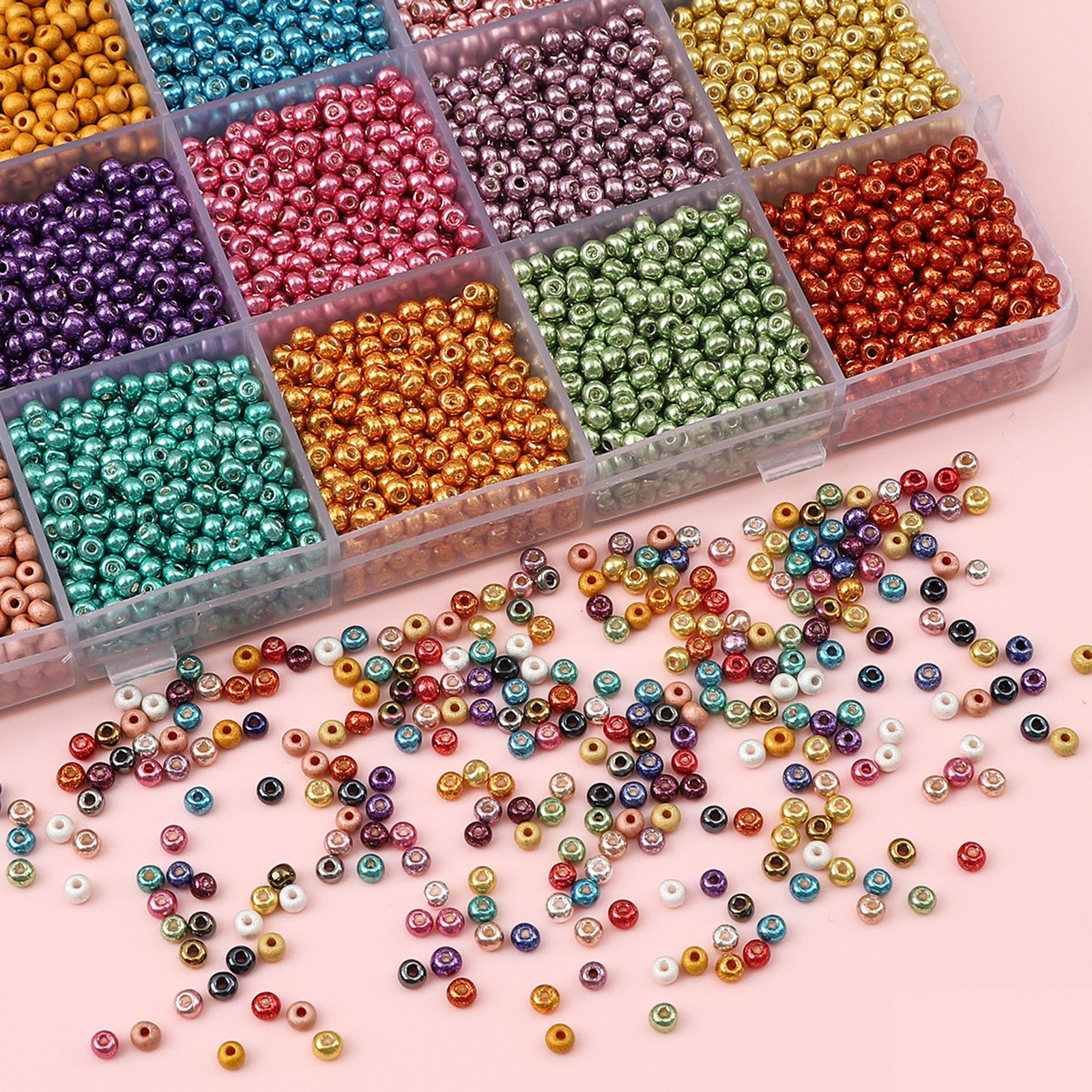 2mm/3mm/4mm Glass Seed Beads Box Czech Glass Beads For Jewelry Making Round Metallic DIY Bracelet Earrings About 10 Grams