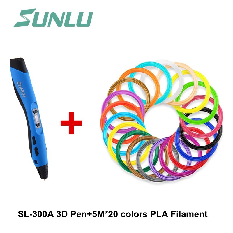 3DプリンタペンSL-300A pla pcl absフィラメント 1.75 ミリメートルとubsケーブル簡単描画印刷キッズ & 大人: Blue and PLA