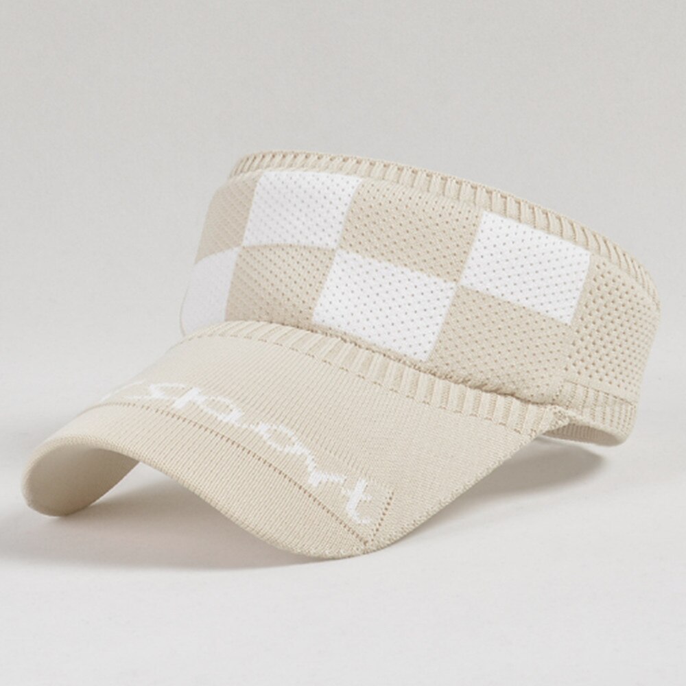 Womens Mens Empty top Hat Outdoor sports Sun Sunscreen Beach Hat MZ009: Plaid beige