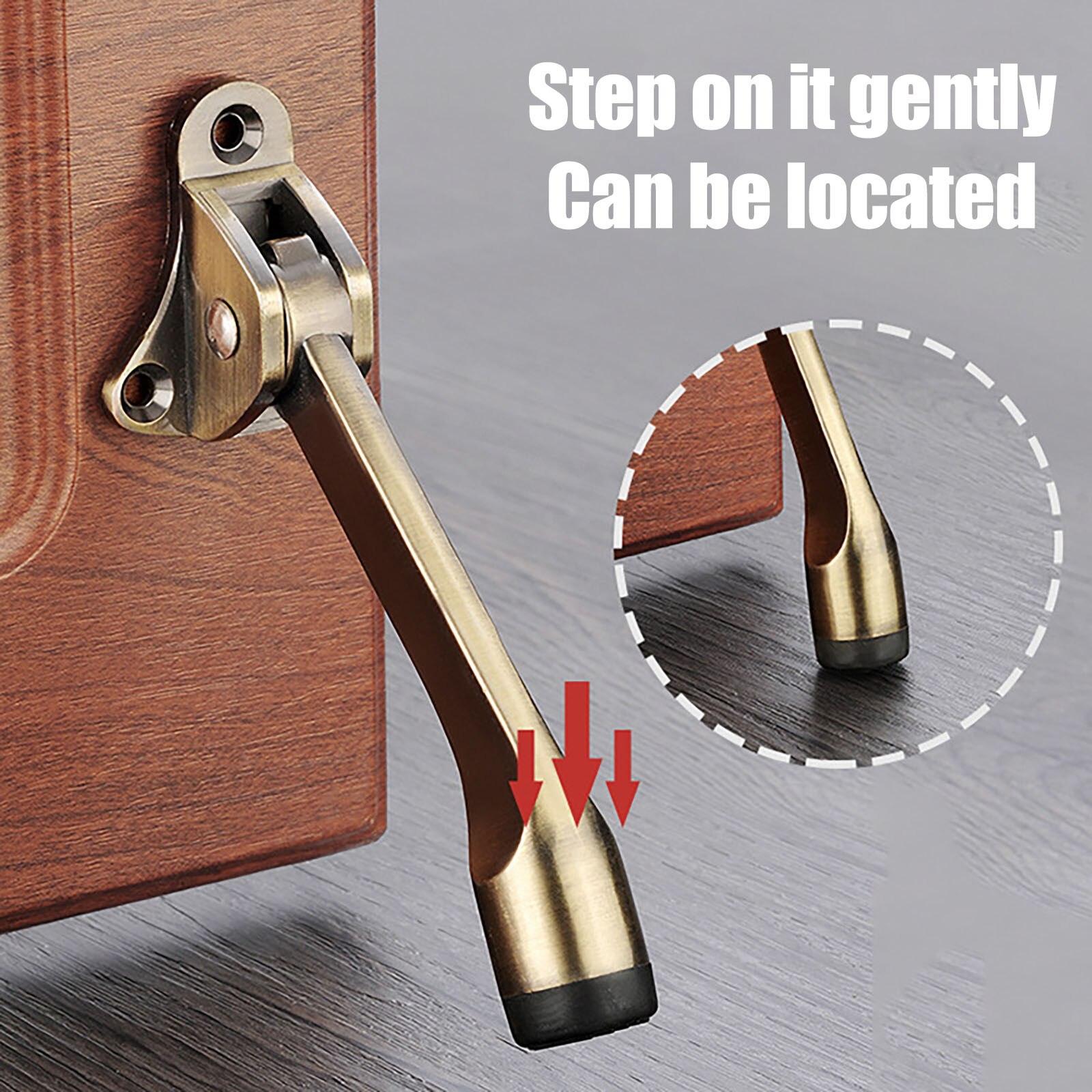 25# Kickdown Door Stopper Wall Heavy-duty Door Stop Hinge Foot-operated Anti-collision Movable Perforated Rubber Floor-mounted