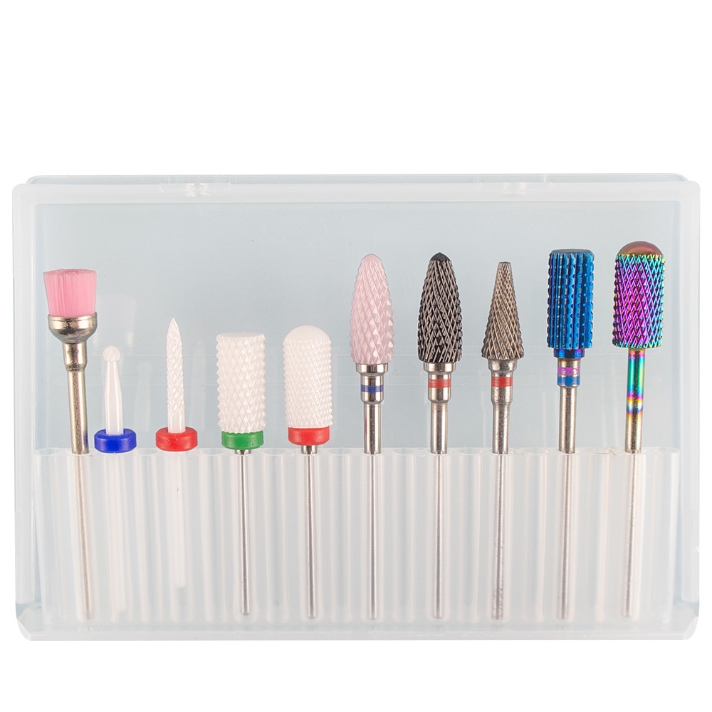 Juego de fresas para manicura, brocas para taladro eléctrico, máquina de manicura, cortadores para la eliminación de barniz de Gel, 10 Uds.