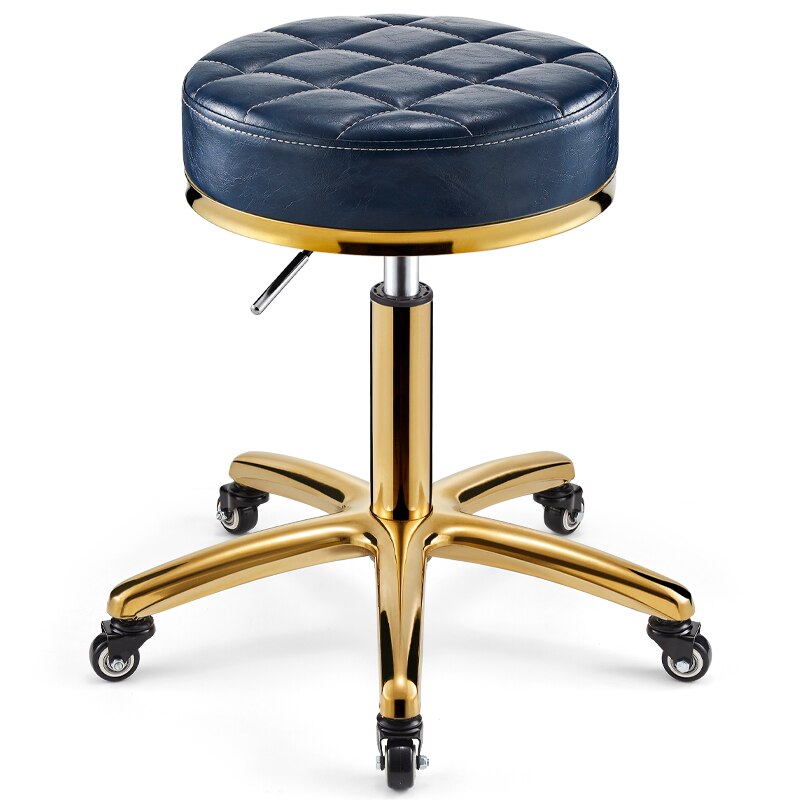 Roterende Lifting Schoonheid Kruk Kapper Stoel Ronde Gouden Kruk Rvs Stoel Kapper Kruk Kapsalon: as picture5 leather
