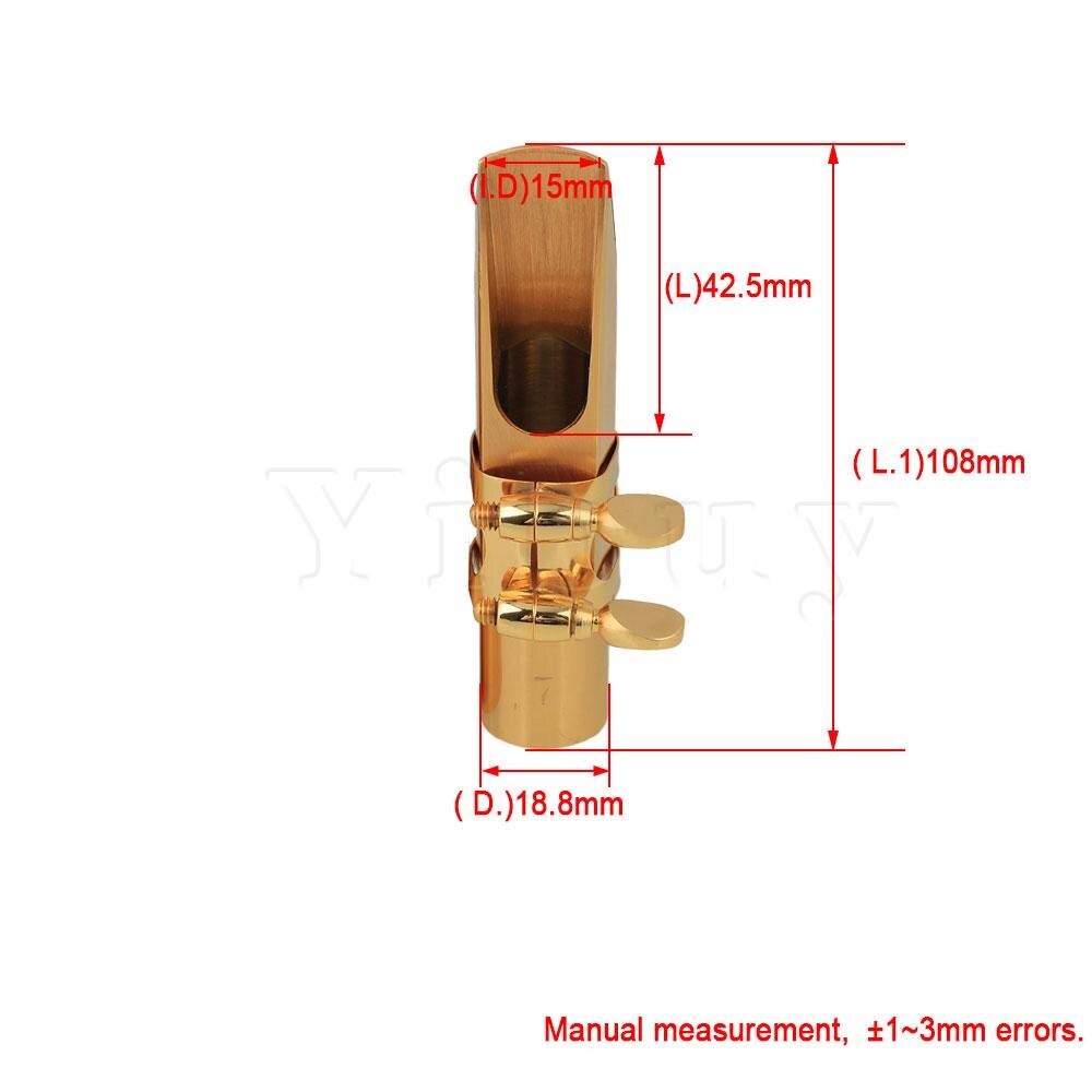 Yibuy Tenor Saxofoon Messing Mondstuk Met Cap En Ligatuur Size #7 Golden Plated