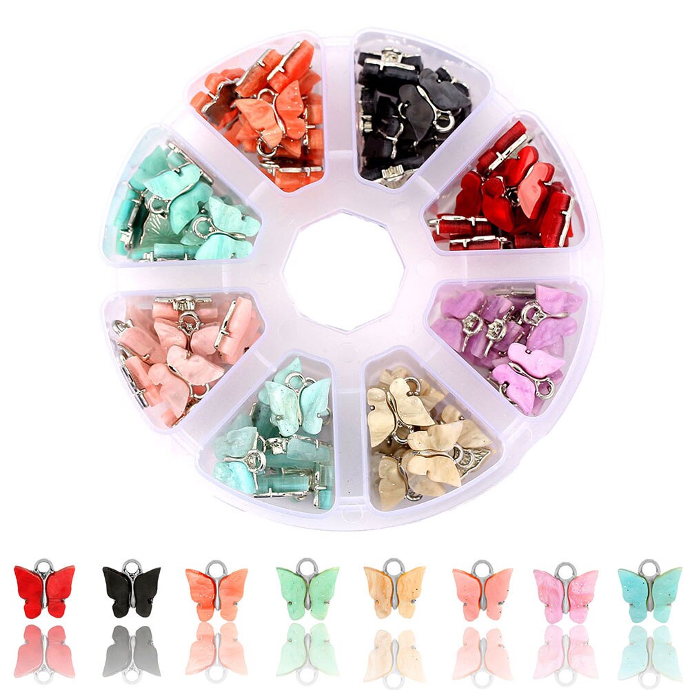 96Stck Bunte Acryl Schmetterling Perlen Kasten setzt für DIY Niedlichen Ebene Charme Halskette Armbinde Schmuck Handgemachte Zubehör: 006801SL