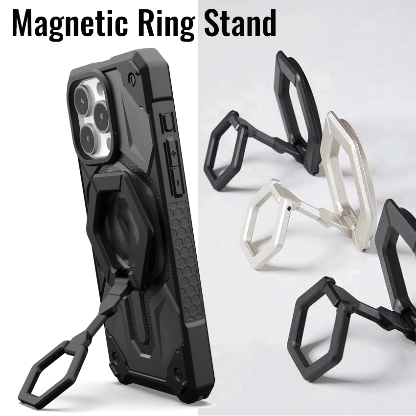 Magnetic Ring Stand for iPhone 16/15/14/13 Pro Max, Removable 360° Rotating Ring Grip & Kickstand for Galaxy S24/S23