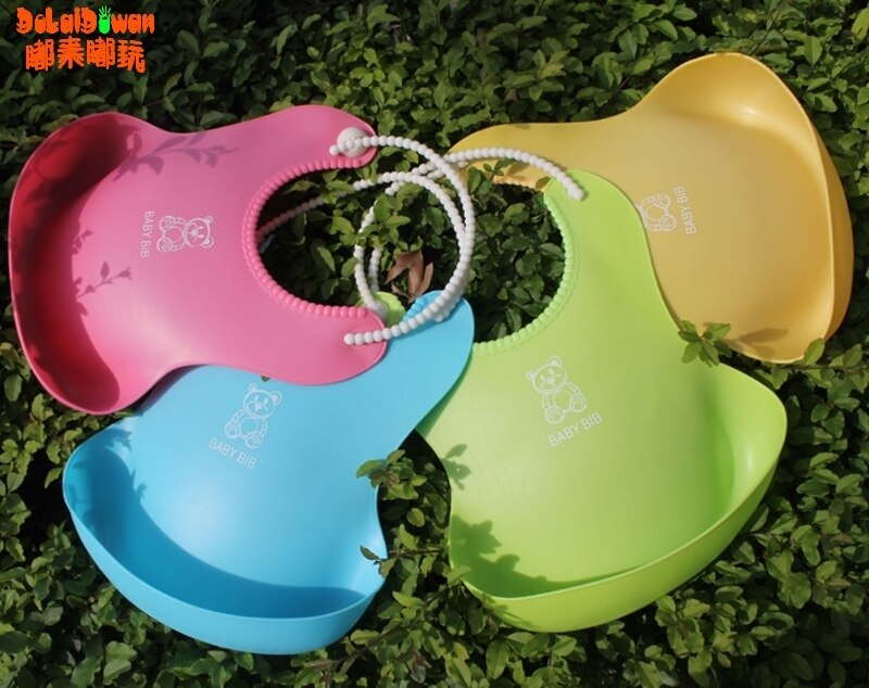 Baby Infant Toddler Waterproof Silicone Bib Infants Feeding Lunch Roll-up Apron BPA free