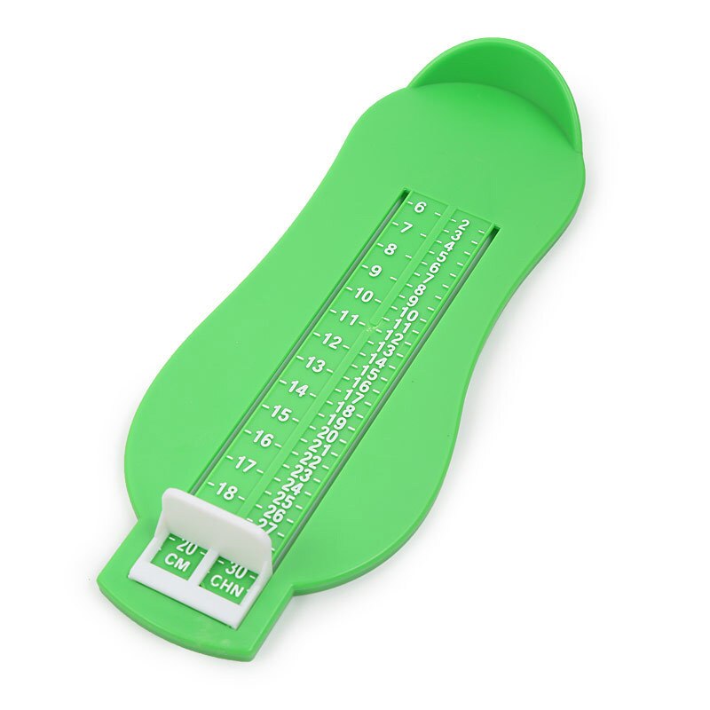 Medidor de medida del pie para niños, regla de medida del tamaño de los zapatos, herramienta, dispositivo de medición de la longitud de los zapatos de bebé, accesorios: Green