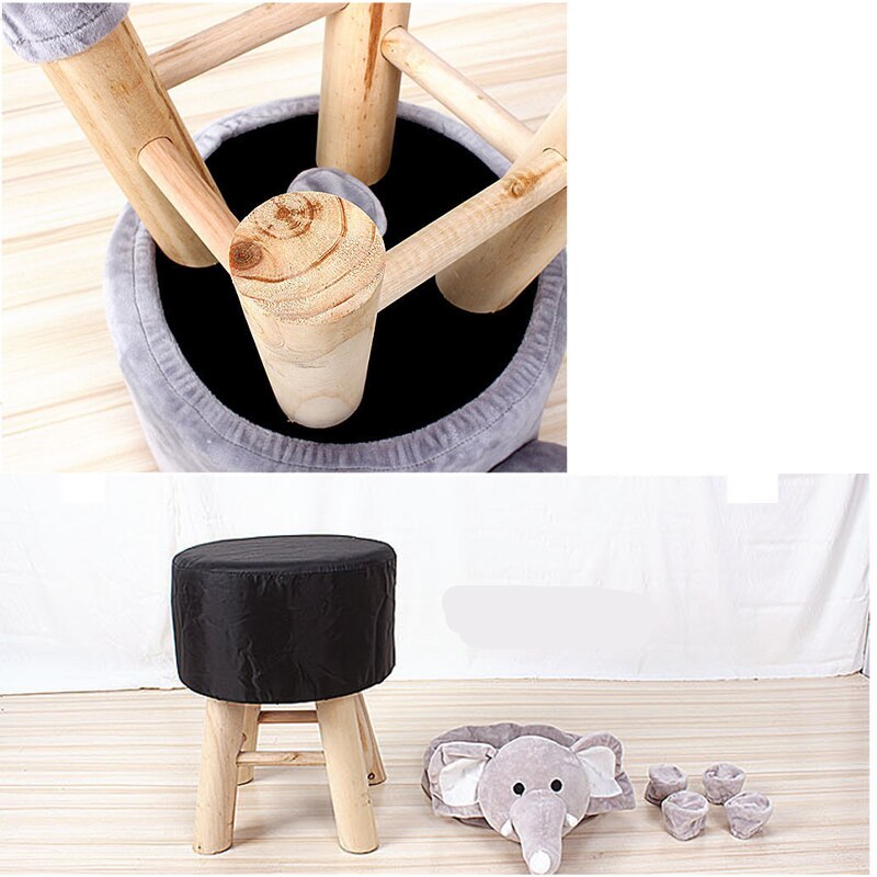 Cartoon Animal Stool Solid Wood Children's Coffee Table Home Small Sofa Removable and Washable Panda Lamb Elephant Cow