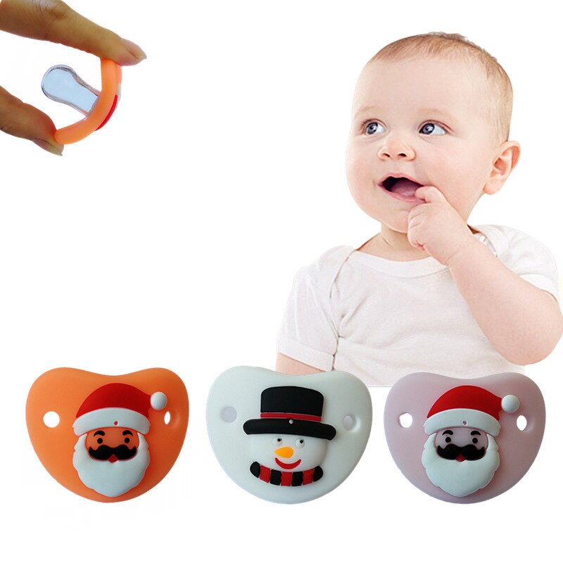 1 pièces noël pingouin mamelon bébé sucette coffre-fort infantile enfant en bas âge Silicone souple Anti-poussière couvercle bébé anneau de dentition tétine factice sucettes