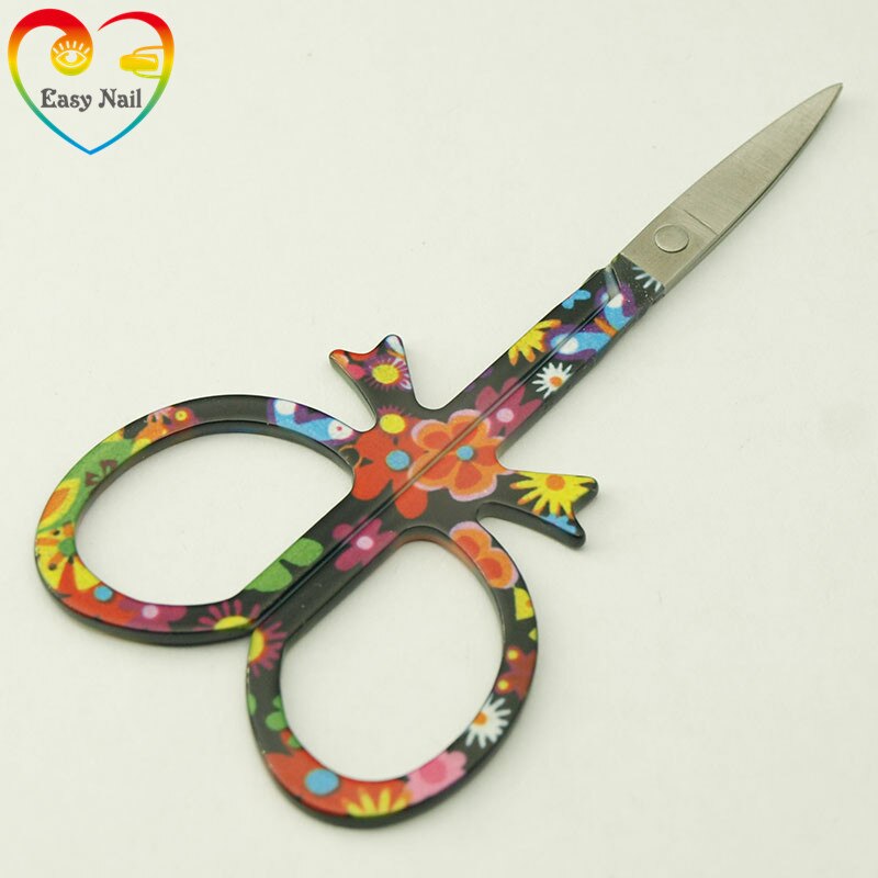 Facile À Ongles 1 pièces Joli Motif Maquillage Ciseaux Manucure Pour Ongles Sourcils Nez Cils Cuticule Ciseaux Outils De Maquillage, 4 types.: Blackpattern