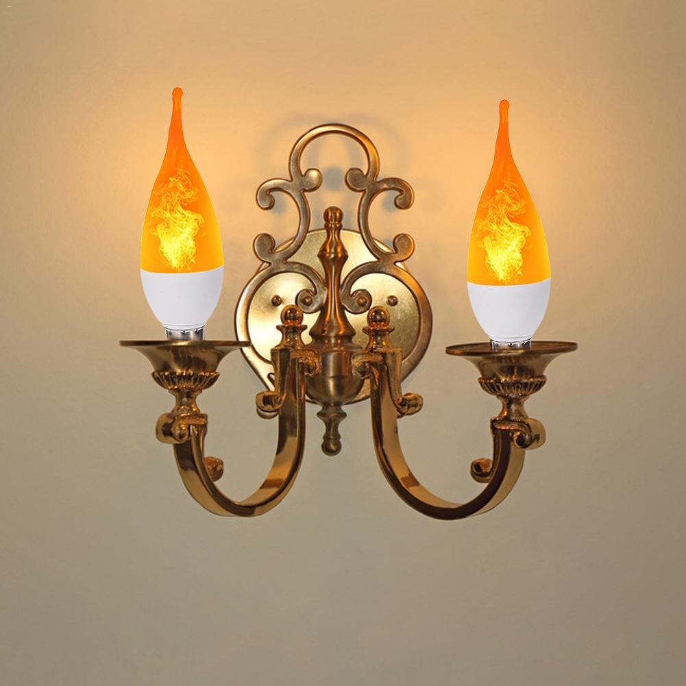 2pcs E14 LED Flame Fire Effect Simulated Nature Light Bulb Decor Atmosphere Lamp