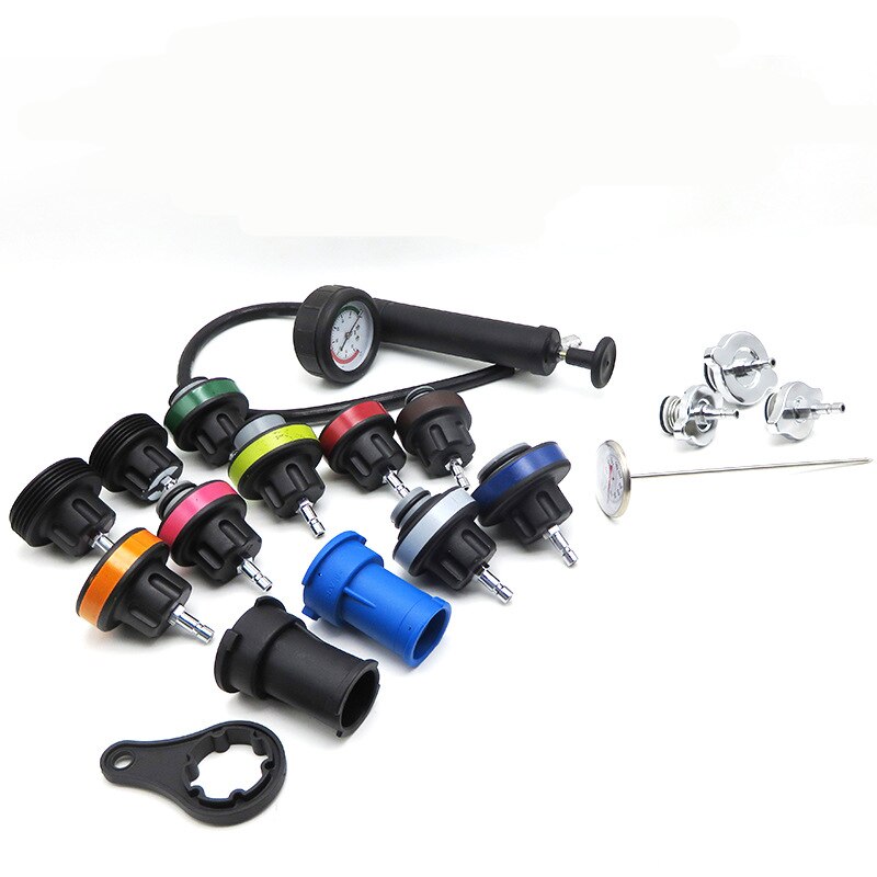 18pcs Auto Repairing Pressure Gauge Kit Pressure Gauge Barometers Radiator Leak Detector Car Cooling System Tester
