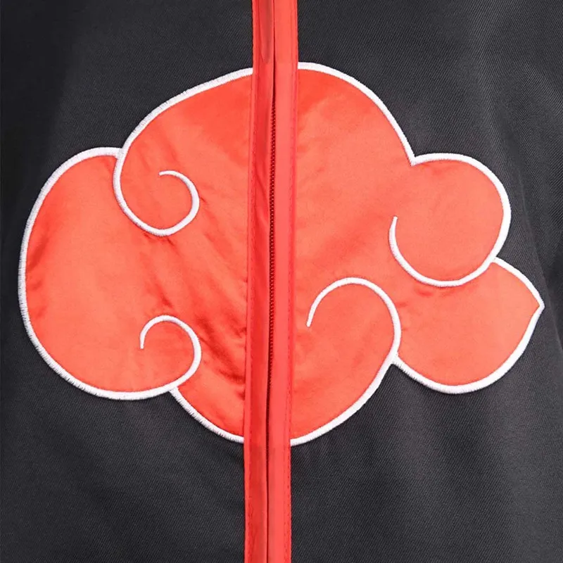 Disfraz de Anime Ninja, bata de organización del amanecer de Halloween, capa de nube roja bordada, bata negra Unisex, anillo con collar
