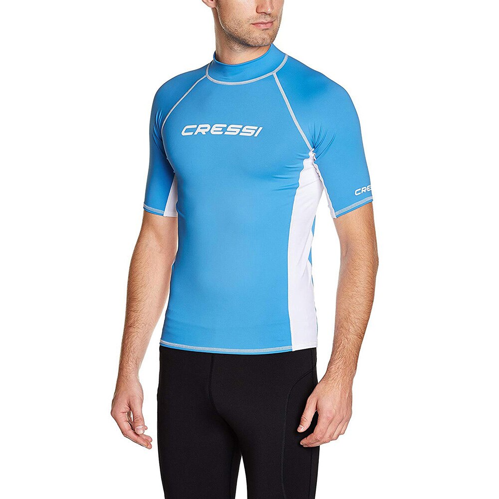 Cressi Man Rash Guard Short Sleeve UV (UPF) 50+ Surf Swimwear Men T-shirt for Swimming Surfing Diving Outdoor Activities: BLUE / M