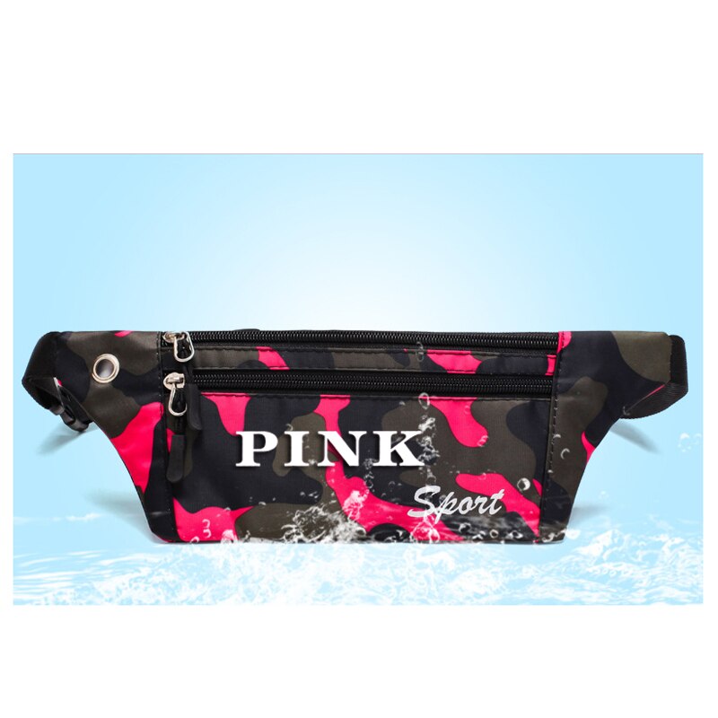 Roze Tas Vrouwen Camouflage Sport Tas Running Waterdichte Heuptas Outdoor Sport Leisure Messenger Heuptas Met Oortelefoon Gat