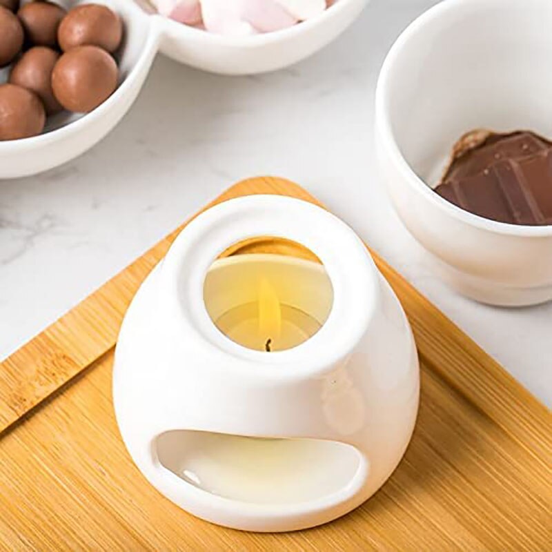 Tebery – ensemble de Fondue avec 4 fourchettes de couleur, théière de supérieure, Pot de fusion en porcelaine pour fromage, chocolat et tartes