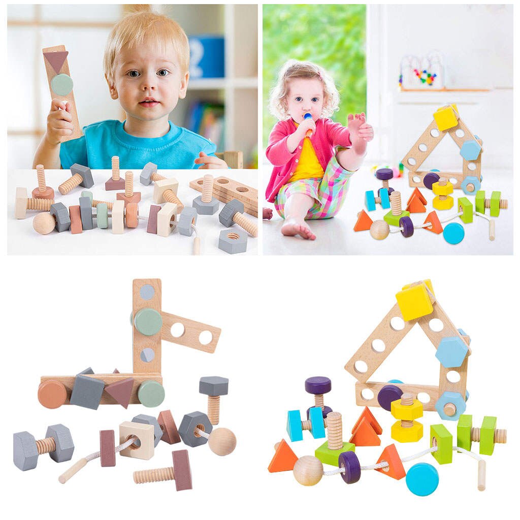 Educational Nuts Bolts Toys Screw Nut Assembling Color Assembling Beading Early Education Fine Motor Skills Enlightenment