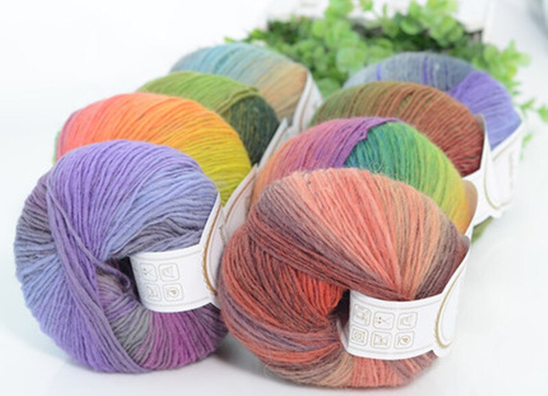 50G/Bal Kleurverloop Rainbow Wol Lijn Baby Wol Bal Breien Gehaakte Garen Ambacht Voor Naaien Diy doek Accessoires 2 Stuks