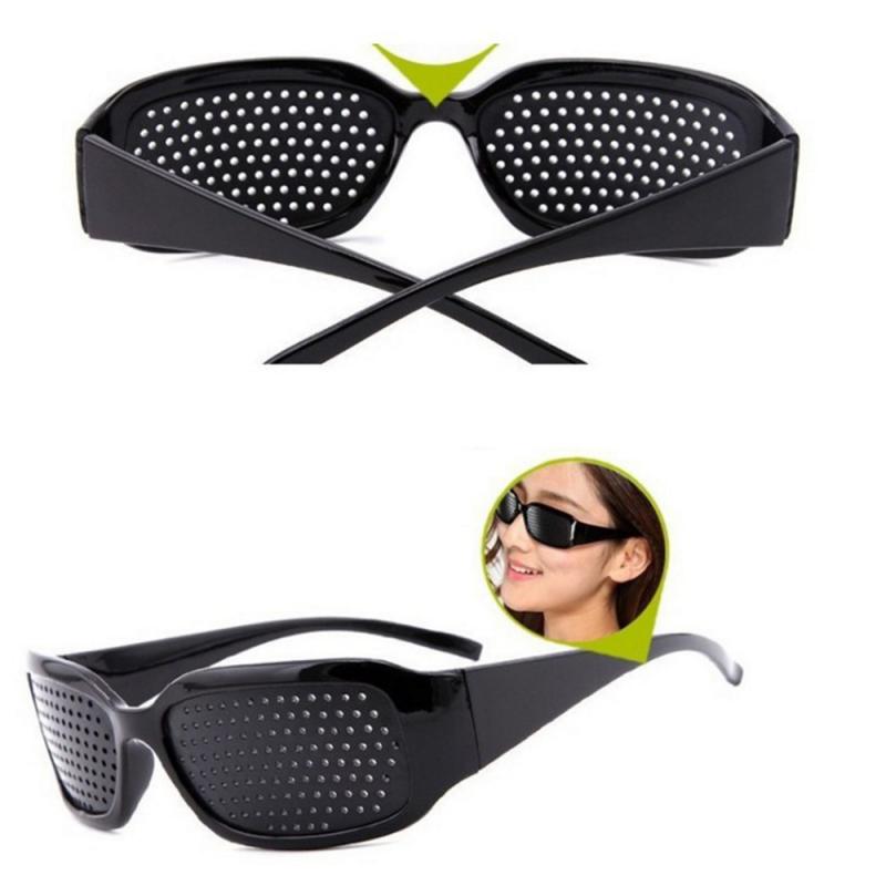 2Pcs Black Unisex Vision Care Gaatjes Eye Oefening Brillen Gaatjes Bril Gezichtsvermogen Te Verbeteren Plastic