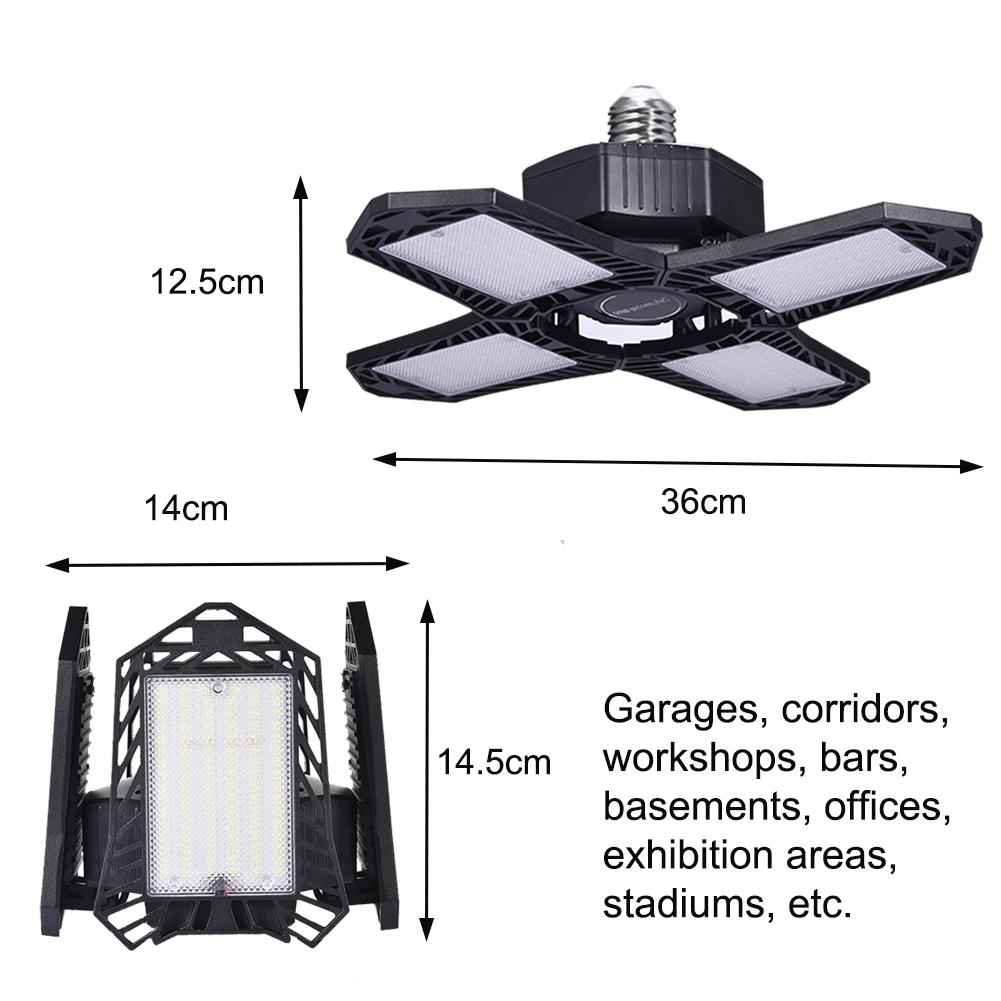 200W LED Garage Light Deformable Fan Ceiling Lamp E27 Folding 4 Panel Industrial Lamp For Warehouse Workshop 85-265V