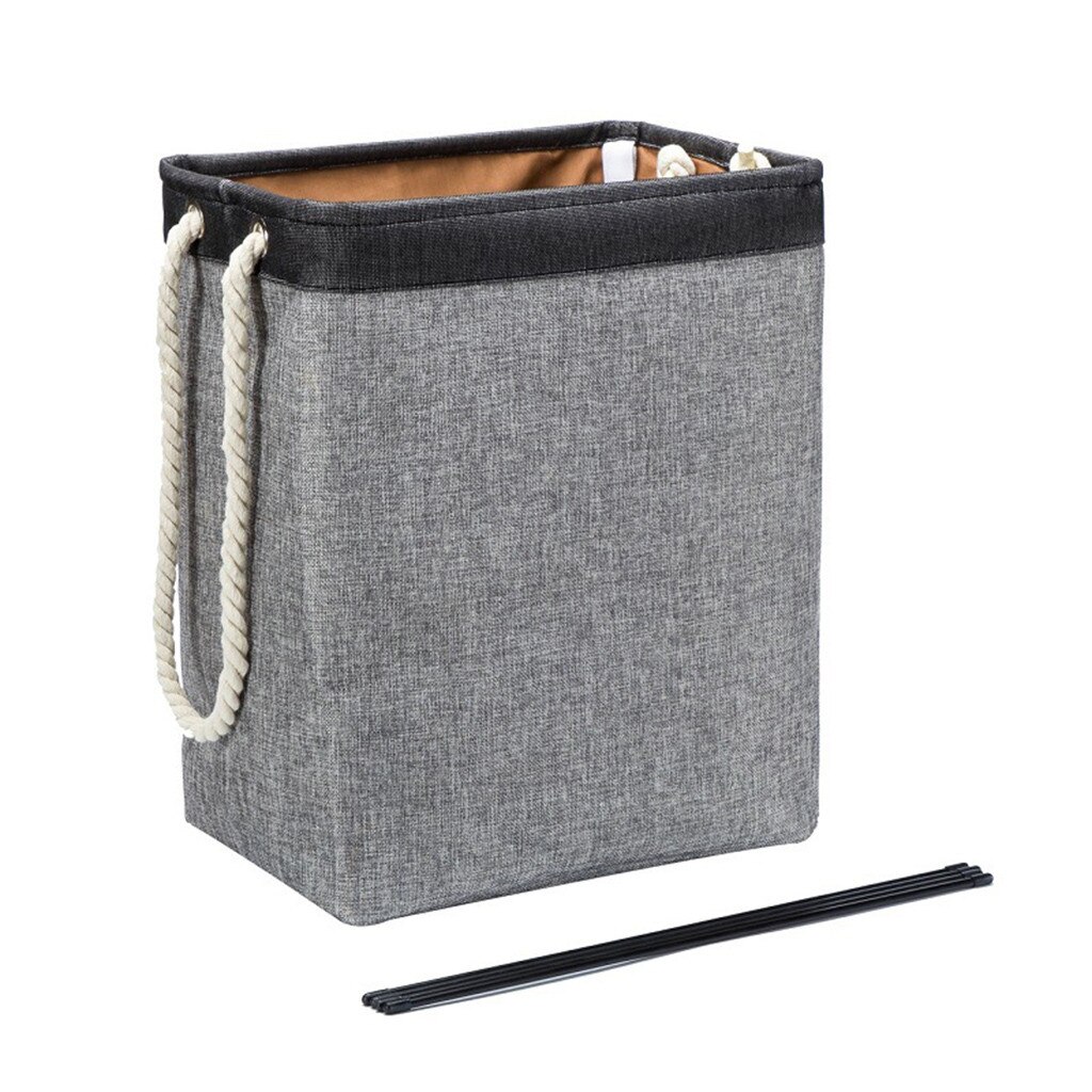 Foldable fabric laundry basket with Handles Cotton linen linen clothes storage bucket basket square laundry basket: Black