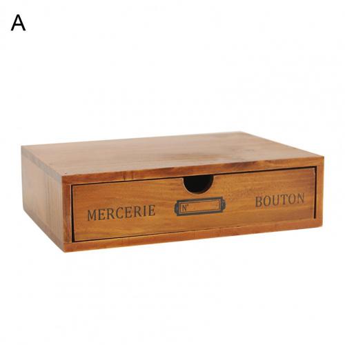 Retro Multi-layer storage box Wooden Storage Drawer Desktop Cosmetics Box Jewelry Organizer Drawer Box Cosmetics Storage Box: A