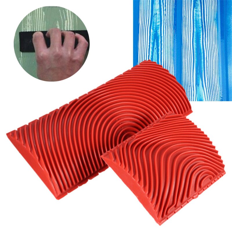 2 Stks/set 3/6 Inch Houtnerf Verf Roller Diy Korrelen Kam Patroon Rubber Hout Effect