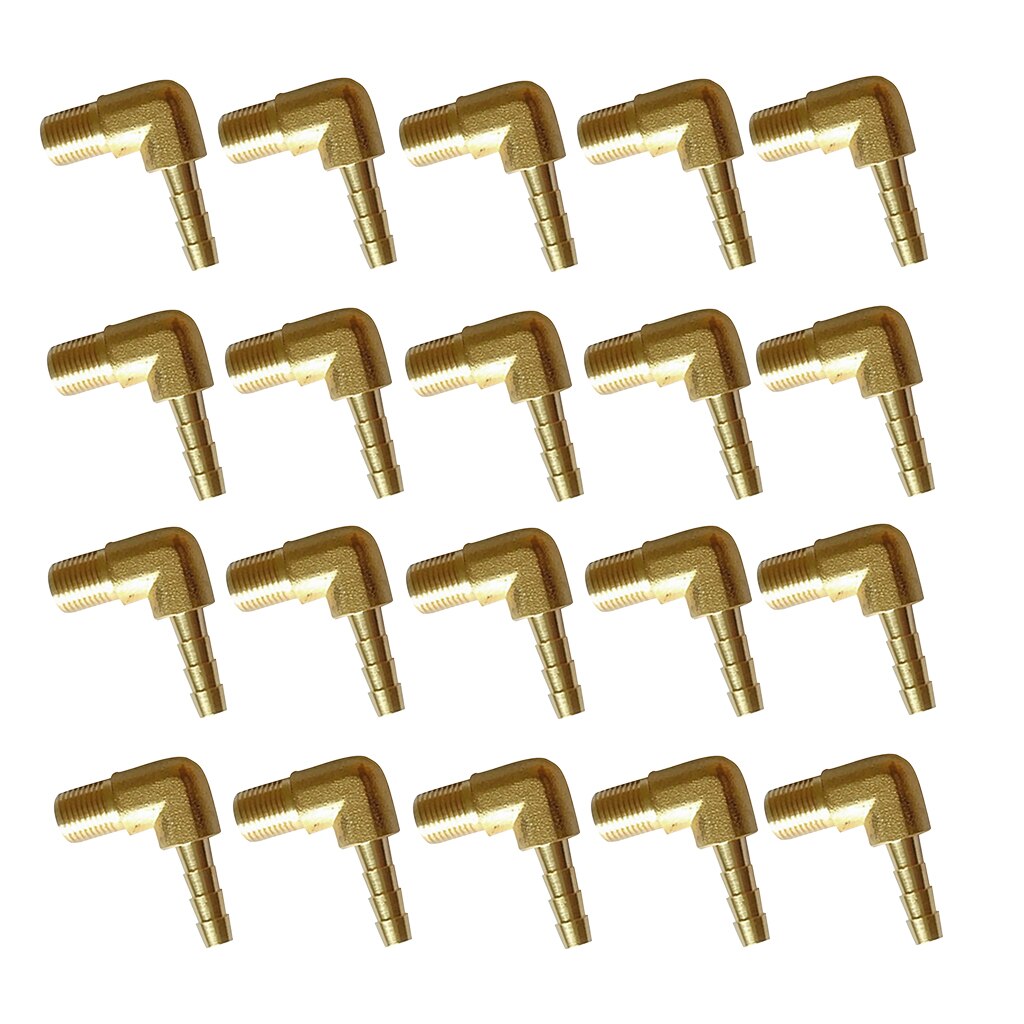 20 Pieces Right Angle Male Hose Connector Barb Air Gas Parts Connector