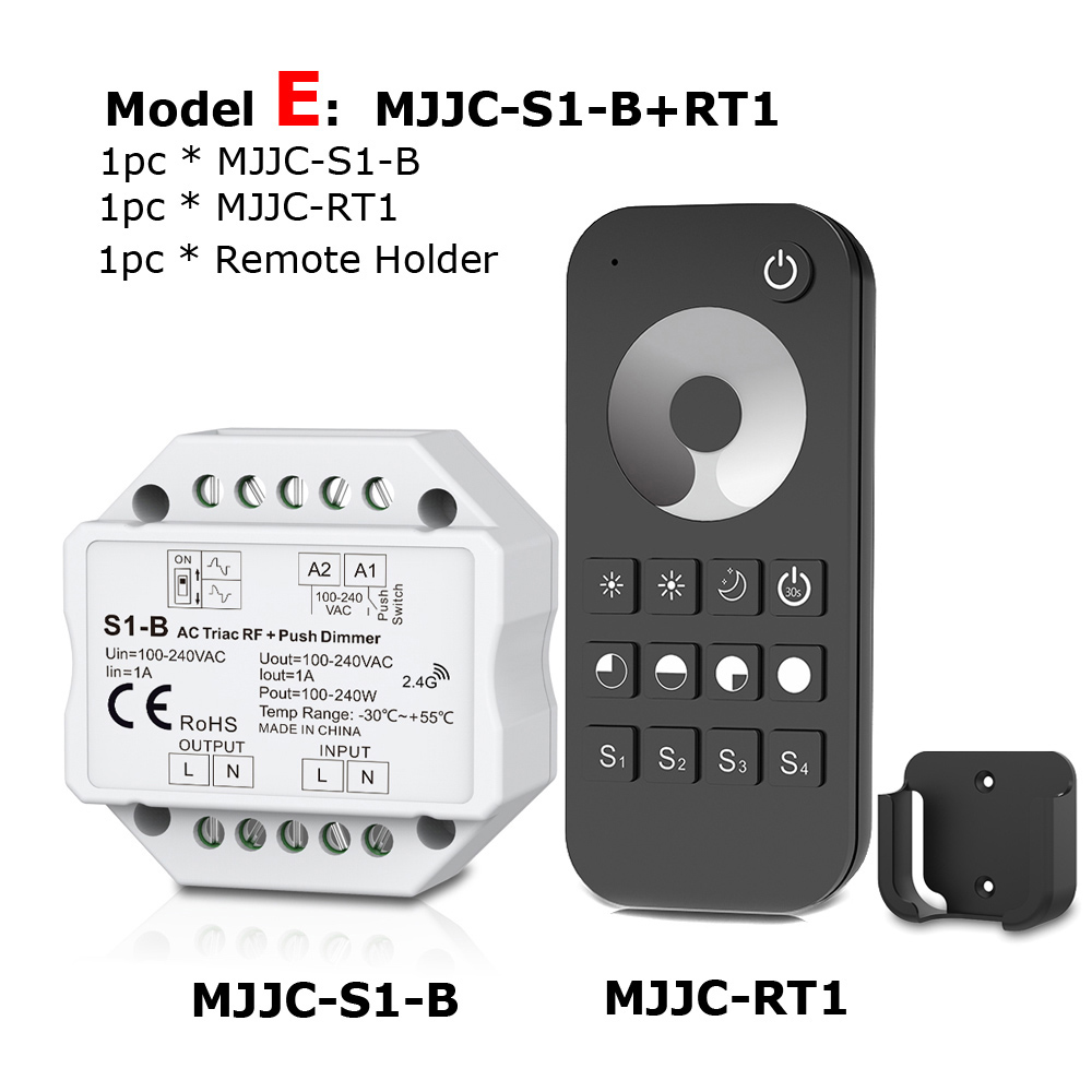 Led Dimmer 220V Ac Triac Dimmer 230V 110V Draadloze Rf Dimbare Push Schakelaar Met 2.4G Afstandsbediening dimmer Voor Led Lamp 220V Lamp S1-B: Model E