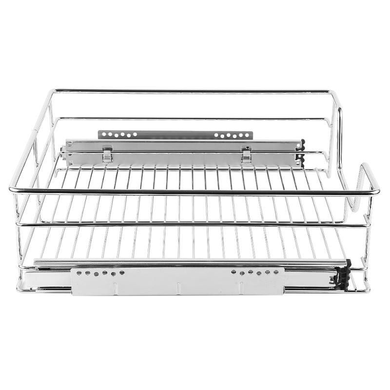 Retractable adjustable storage box drawer basket Bathroom Kitchen Cabinet Telescopic Storage Basket Rail Included Metal HWC