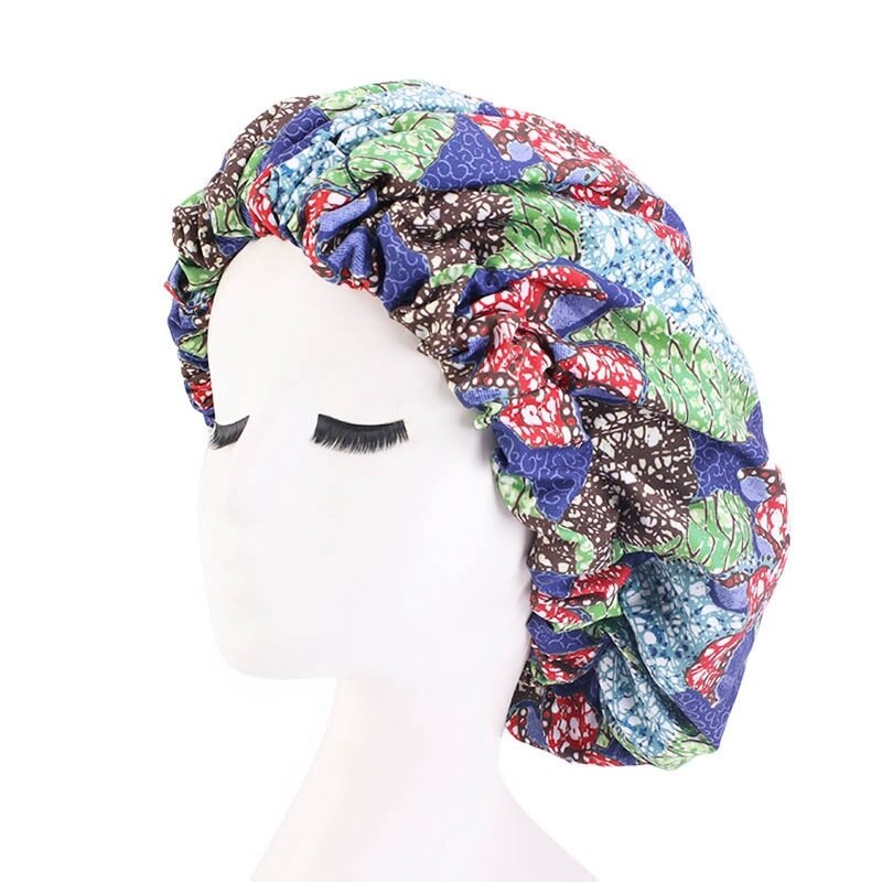 36cm Extra large Satin Hair Caps Bonnets Women African Pattern Print Fabric Ankara Bonnets Night Sleep Hat Ladies Turban: Type 10